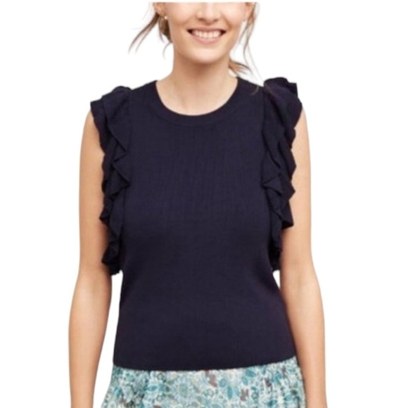 Anthropologie Sweaters - Anthropologie Knitted & Knotted Constance Sweater Ruffled Arm Detail Size Large